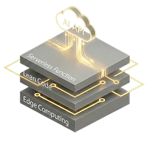 Illustration: Vergleich zwischen schlanker Serverless-Architektur und komplexer CMS-Struktur